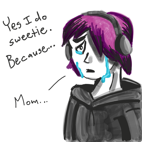 Emo Kid shocked by mom's caring response.  - Online Drawing Game Comic Strip Panel by Loco-L