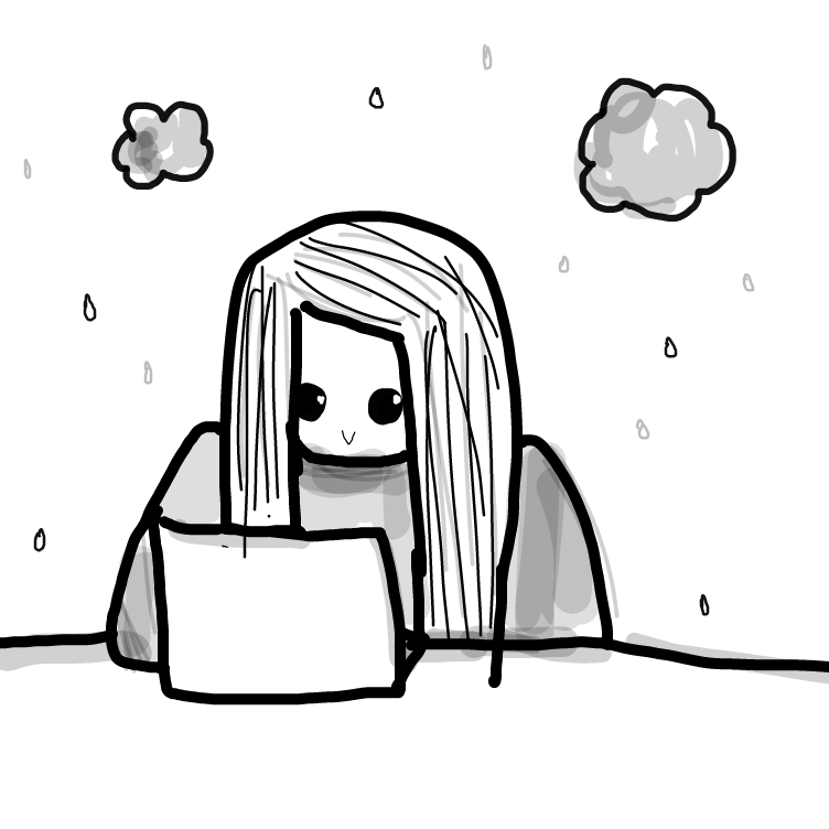 Drawing in me and my laptop by niania