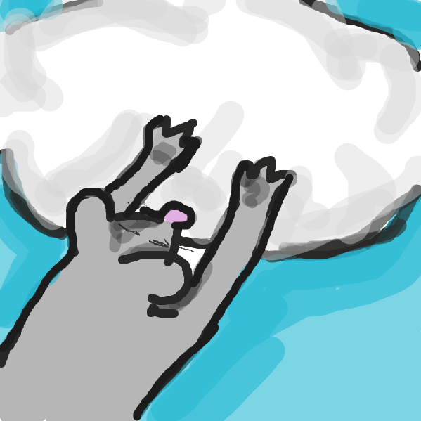 Somehow, through the power of hoping, he reaches the clouds in the sky. - Online Drawing Game Comic Strip Panel by Goemon