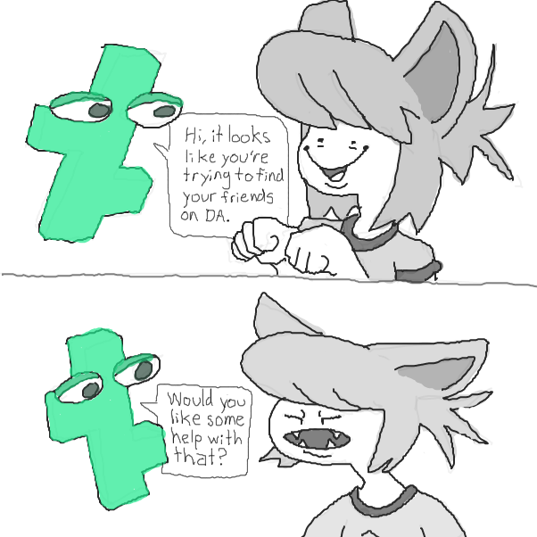 where the social media sharing squad at??
DA-eclipse... clippit... clippy...  eclippity... can only do so much - Online Drawing Game Comic Strip Panel by Chepley