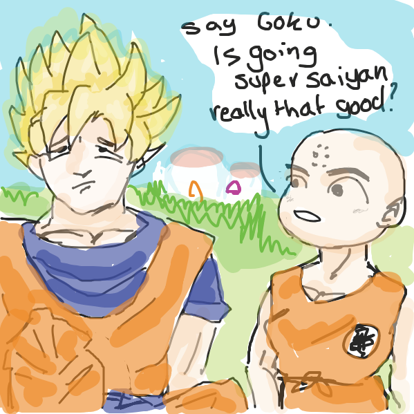 course it is Krillin u weak dumb fuck. also i cant remember what gokus house looks like - Online Drawing Game Comic Strip Panel by Mojomos