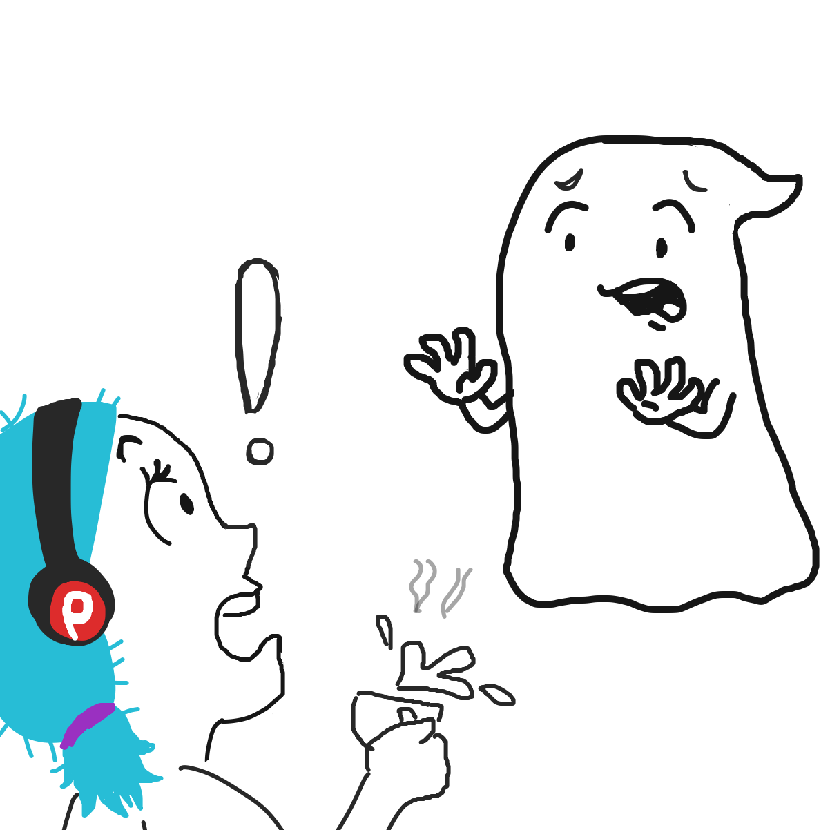 Oh noes, a ghost! - Online Drawing Game Comic Strip Panel by CherryFlavored