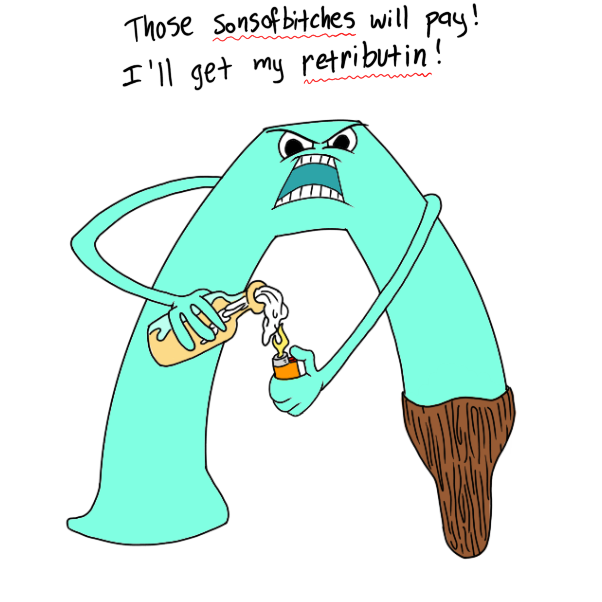 Angry, arsonist, autocorrecting, amputee, aquamarine A.
Letter characters with bad or negative adjectives. - Online Drawing Game Comic Strip Panel by Wizard Croissant