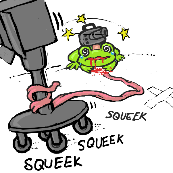 Drawing in Frank Frog's disaster by Ramora