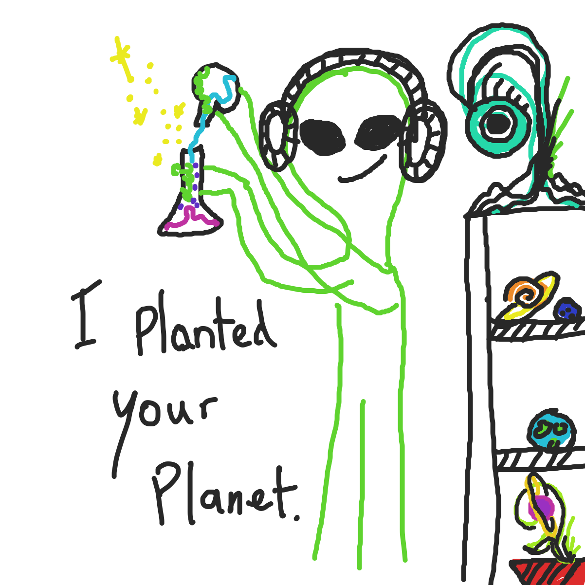 Planet grower - Online Drawing Game Comic Strip Panel by Beepboopbop