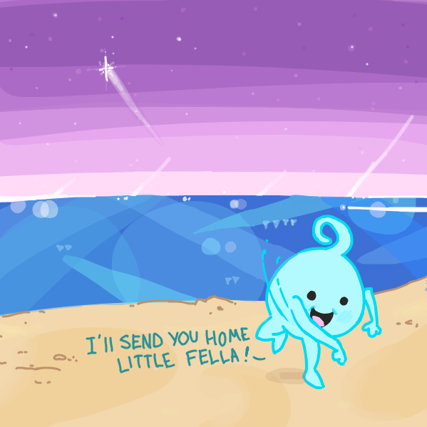 wanted to try something dif . . . cute blue thing btw - Online Drawing Game Comic Strip Panel by Cake Emoji