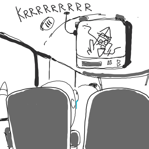 the tv on the bus won't stop showing this clip with static sound - Online Drawing Game Comic Strip Panel by Soopyou