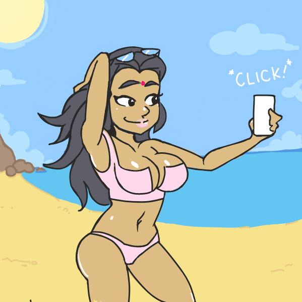 that's not a bindi and her phone didn't make the click . . . - Online Drawing Game Comic Strip Panel by Cake Emoji