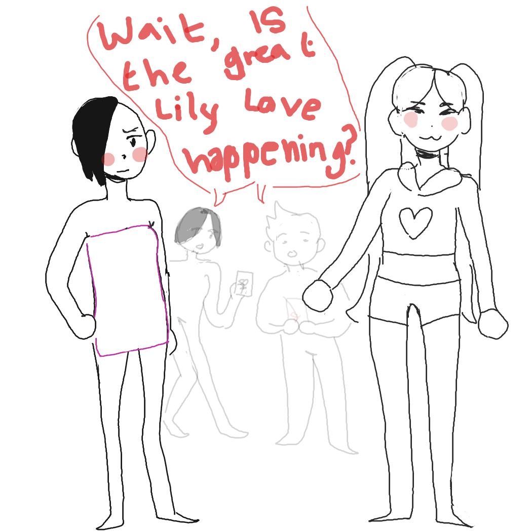 The lily love between two young girls! Drake is heartbroken, other girl on the phone is quaking. - Online Drawing Game Comic Strip Panel by Rednightlights