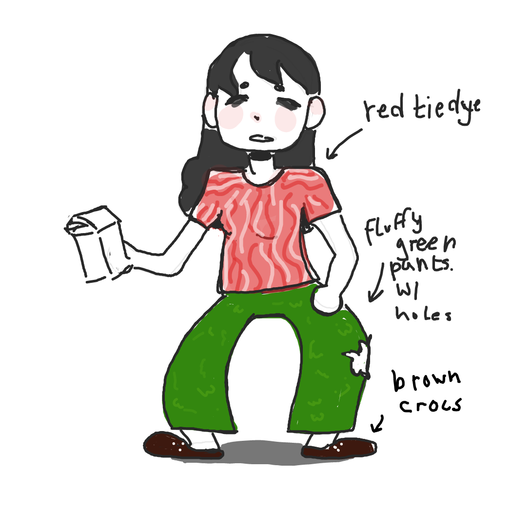 Lowkey kinda like the whole outfit but I know it just dont work. I often say I'm a reverse strawberry when I wear it! - Online Drawing Game Comic Strip Panel by Rednightlights