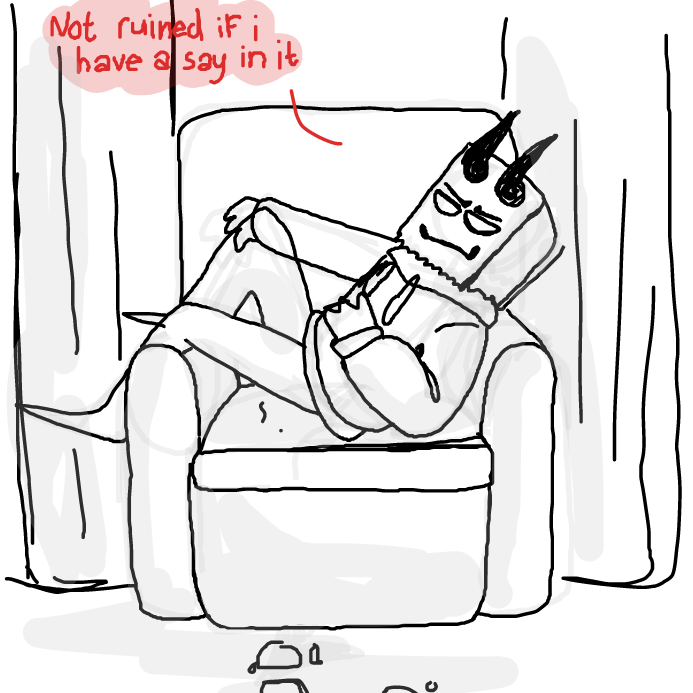 Val has claimed the chair of Lincoln
 - Online Drawing Game Comic Strip Panel by wrecktangle