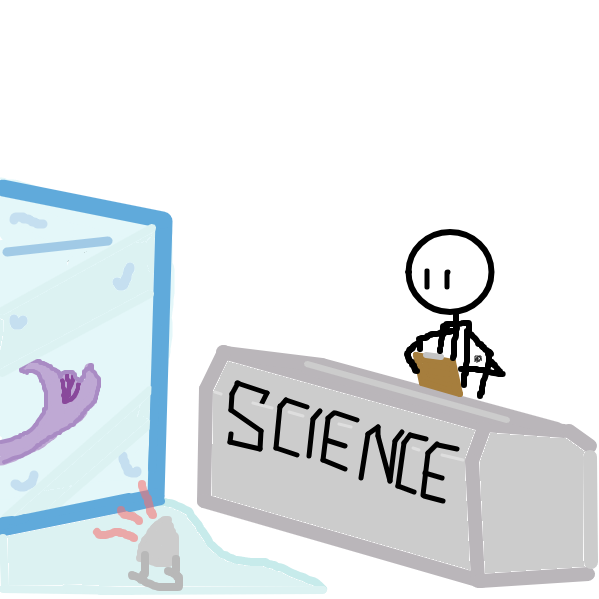 Scientists are attempting to free the creature. - Online Drawing Game Comic Strip Panel by Sgt_Pugsly