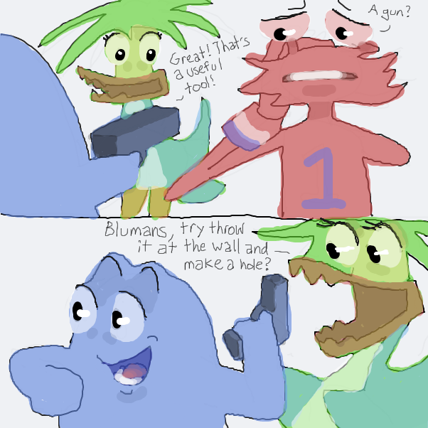 will the gun make a hole in the wall? to escape? - Online Drawing Game Comic Strip Panel by Chepley