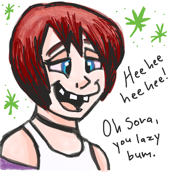 Kairi laughs at Sora's dumb question (and she's also high while this is happening). Fans will get the quote in the  end.    - Online Drawing Game Comic Strip Panel by Loco-L