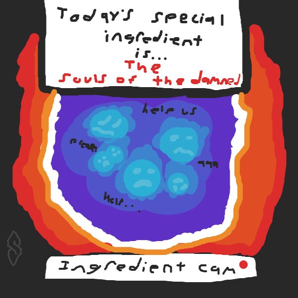 Drawing in Cooking with Dreadlord Skullmurderer by Bubby