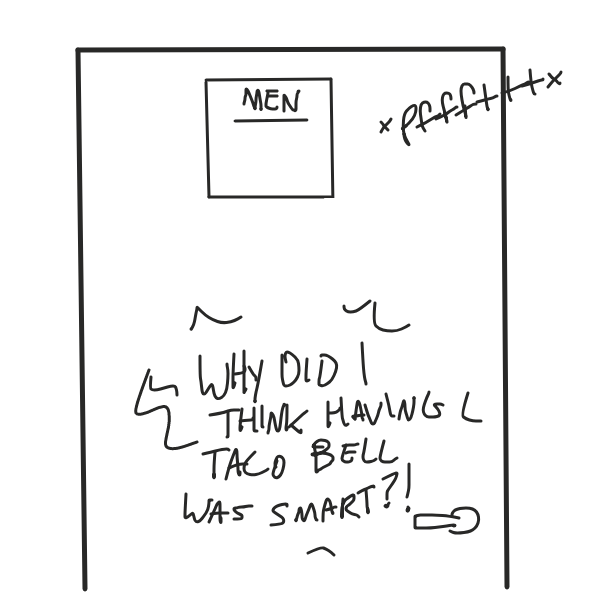 in the bathroom because of taco ball - Online Drawing Game Comic Strip Panel by Marshdpotatoes 