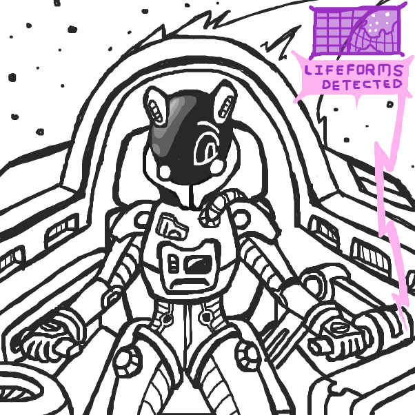 The ship's scanners detects life on the planet and informs the pilot. - Online Drawing Game Comic Strip Panel by SeanTrunks