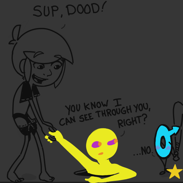 draw your OC helping (optional) the OC of the person below you on the leaderboard ... [ i used RGB 54/54/54 for the bg & RGB 15/15/15 for lines ] - Online Drawing Game Comic Strip Panel by Cake Emoji