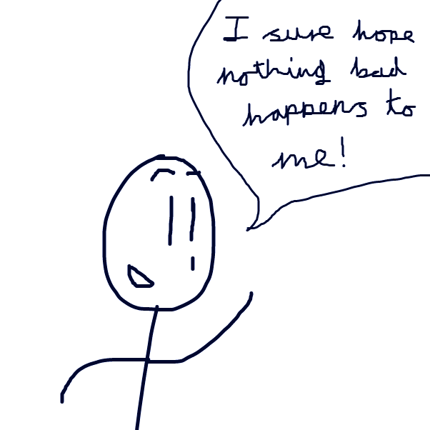 A stickman who's hoping nothing bad happens to him. - Online Drawing Game Comic Strip Panel by pudsey99
