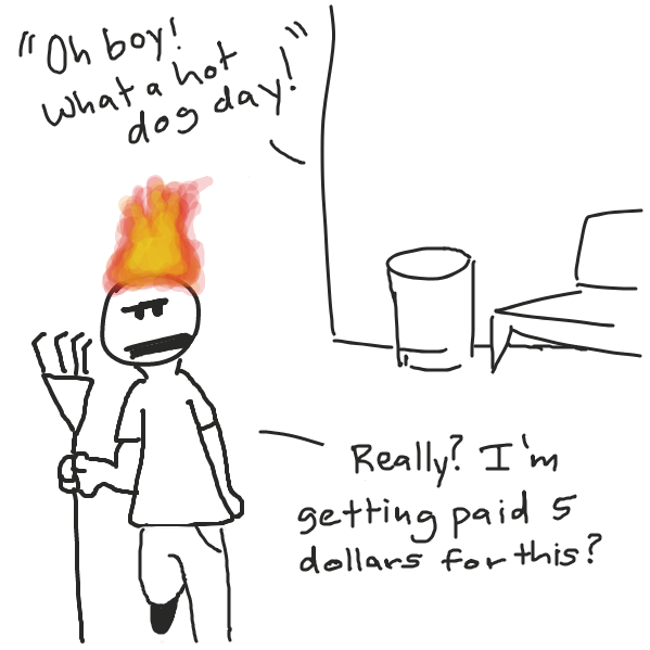 Mouse leaves the scene. Young janitor not impressed.  - Online Drawing Game Comic Strip Panel by Loco-L