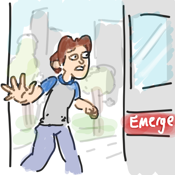 busting through the hospital doors - Online Drawing Game Comic Strip Panel by doodlecomet