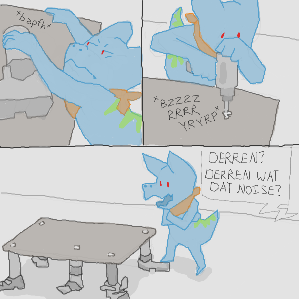 derren derren
he emit powerful undefined vibes
chepley is extremely terrified and scared by derren's vibes
he build table out of leg........
are legs real or are legs from mannequin?
does legs table do a thing?
 - Online Drawing Game Comic Strip Panel by Chepley