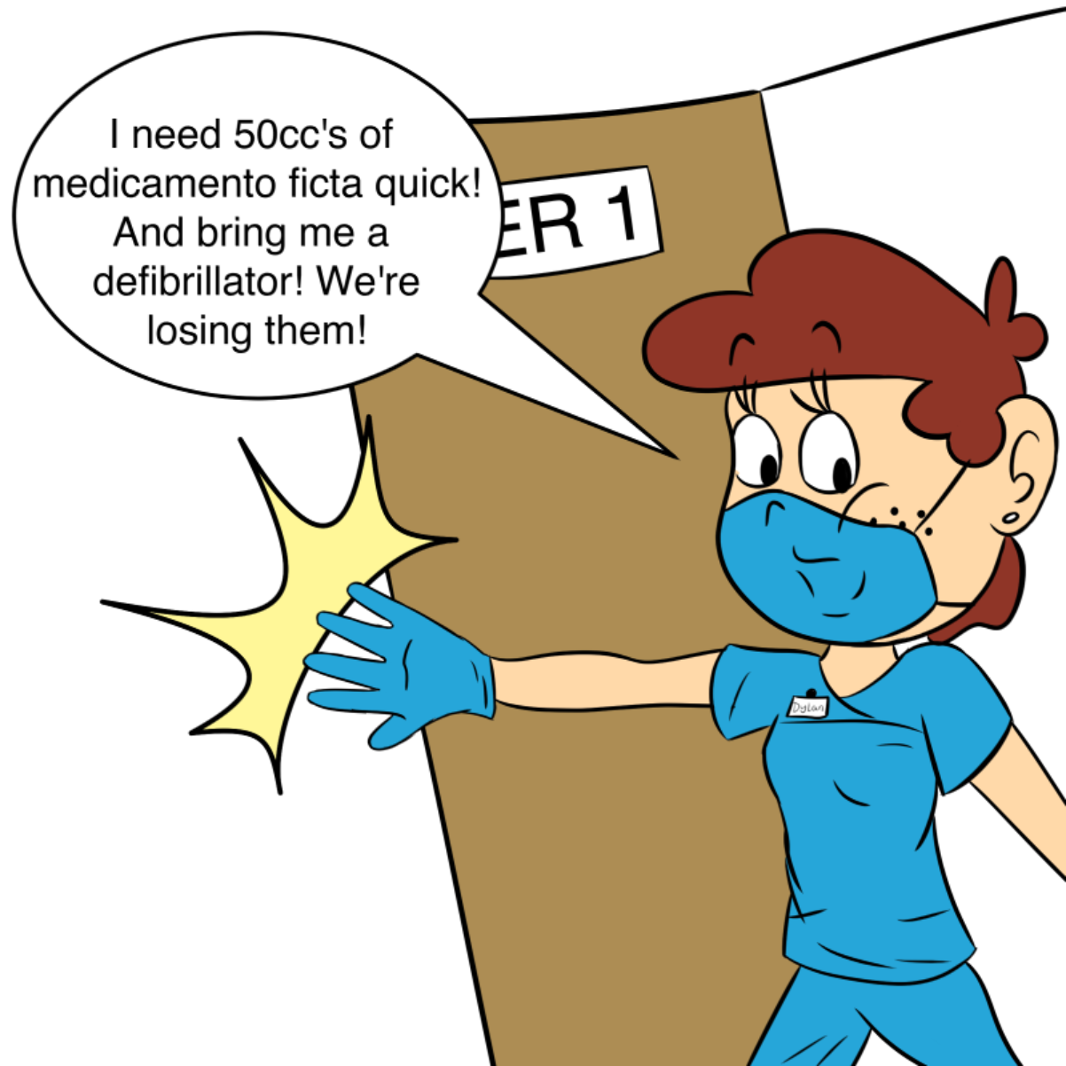 Hospital dramas are full of sexual tension in the most inappropriate times. Like in the ER for example. - Online Drawing Game Comic Strip Panel by CherryFlavored