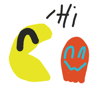 Pac-Man saying hi to Blinky - Online Drawing Game Comic Strip Panel by Markiegee55