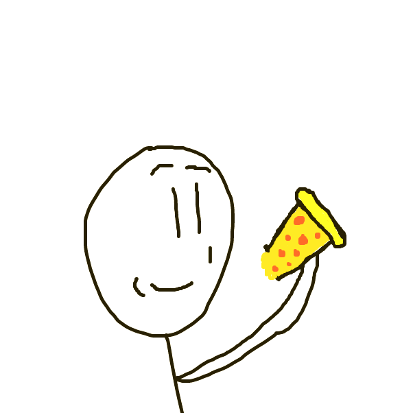 Stickman took a bite of pizza - Online Drawing Game Comic Strip Panel by pudsey99