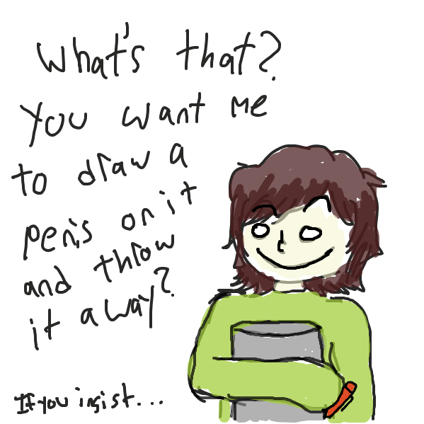 This was so rushed im sorry but shes holding a trash bin and pen - Online Drawing Game Comic Strip Panel by SoupDuck