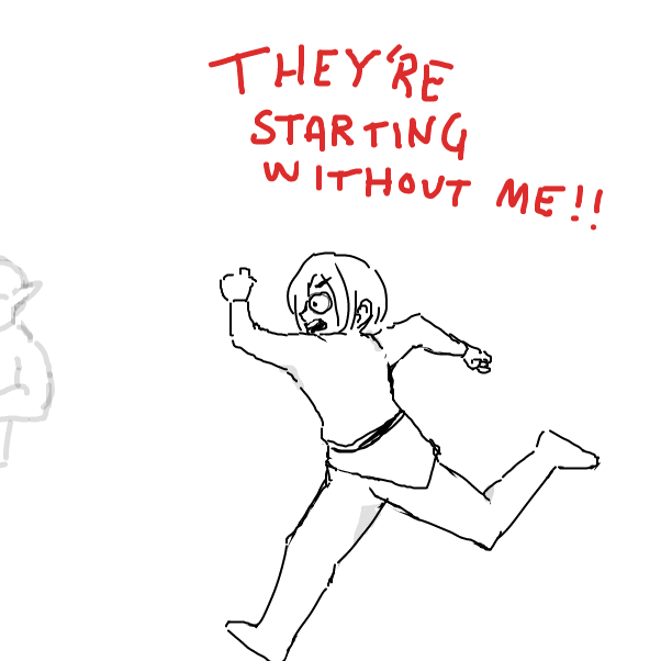 not cool man. wait till everyones arrives. - Online Drawing Game Comic Strip Panel by [REDACTED]