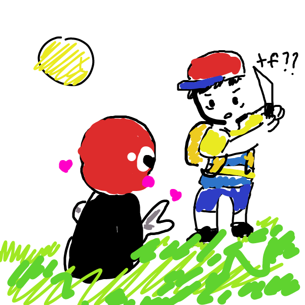 ness purifies a demonic creature by tearing it to pieces  - Online Drawing Game Comic Strip Panel by kumatora