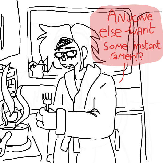 anyone else want to join me and eat some ramen at 3am? I swear i love instant ramen more than naruto does - Online Drawing Game Comic Strip Panel by wrecktangle