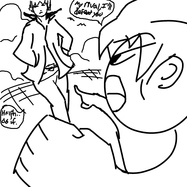 Anime boys fight cuz theyre rivals. - Online Drawing Game Comic Strip Panel by Davidguyette