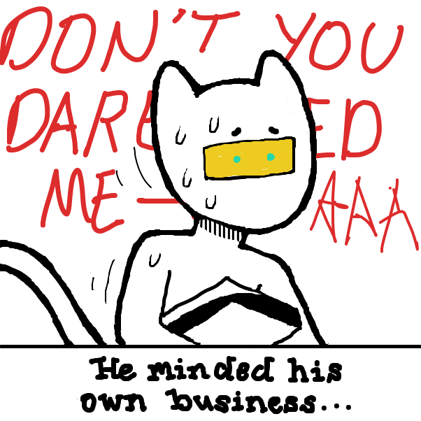 it says "DON'T YOU DARE FEED ME— AAA" - Online Drawing Game Comic Strip Panel by nooz