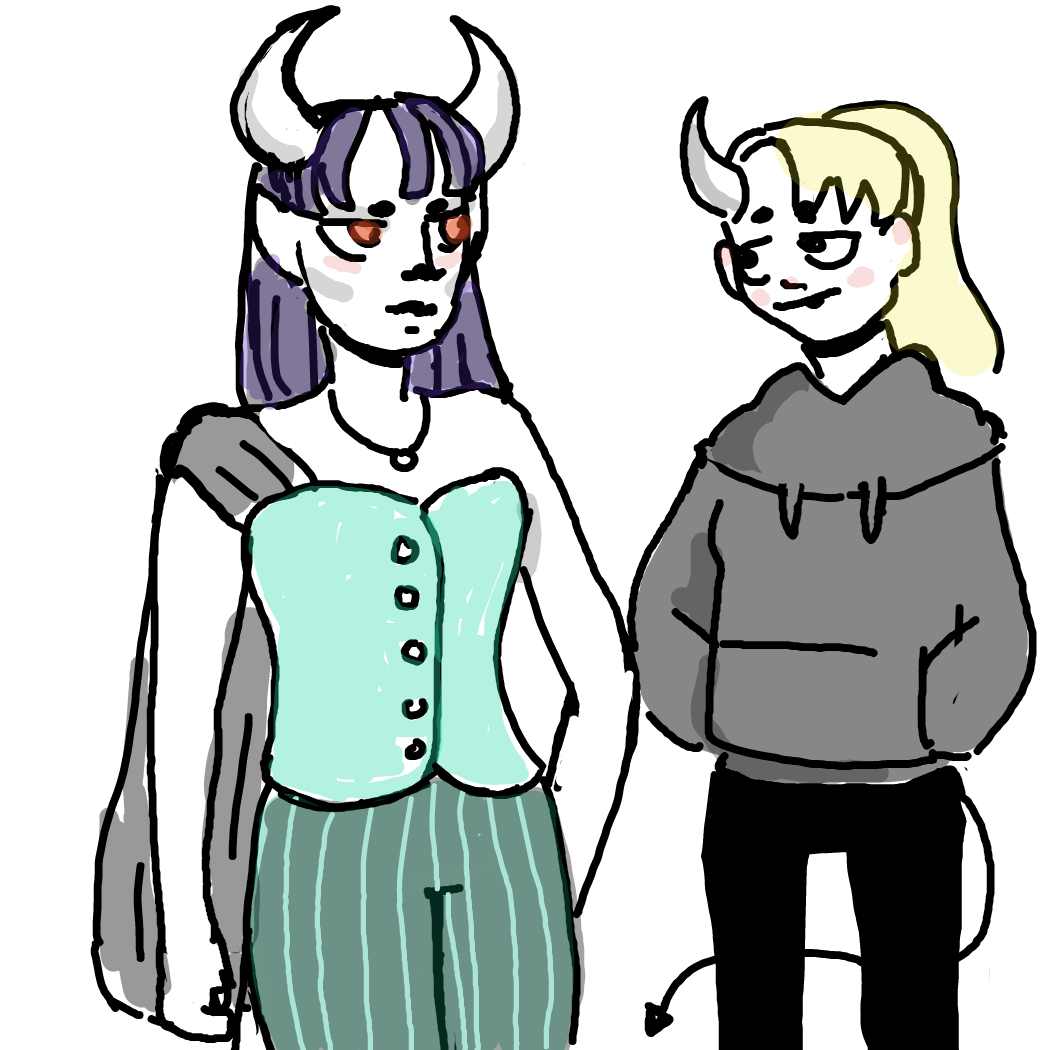 Risa's old friend and full demon, Tauri!
She has a complicated past with Risa but now acts as a second in command for her business.   - Online Drawing Game Comic Strip Panel by Rednightlights