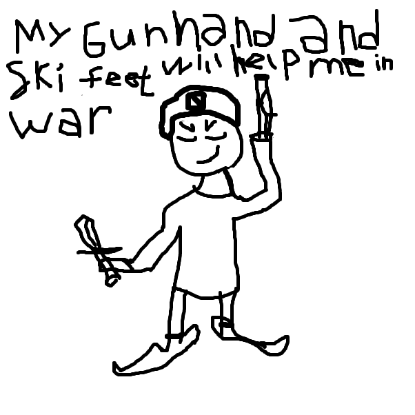 gun hand and ski feet will win the war - Online Drawing Game Comic Strip Panel by ninthasdrop