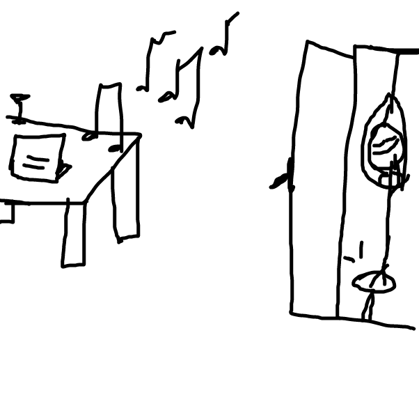 Drawing in saygoodbye by green cube