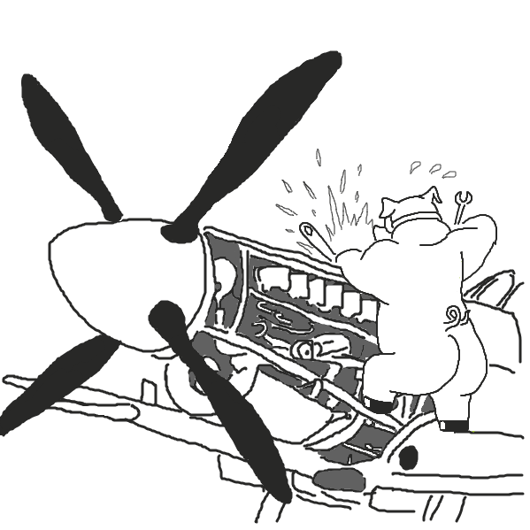 With its newfound knowledge, the pig acquires a plane and gets it flight-ready. - Online Drawing Game Comic Strip Panel by Handicrapped