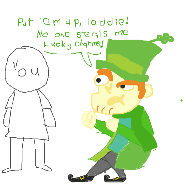 Lucky Charms guy thinks you've stole his lucky charms - Online Drawing Game Comic Strip Panel by NudistPeach