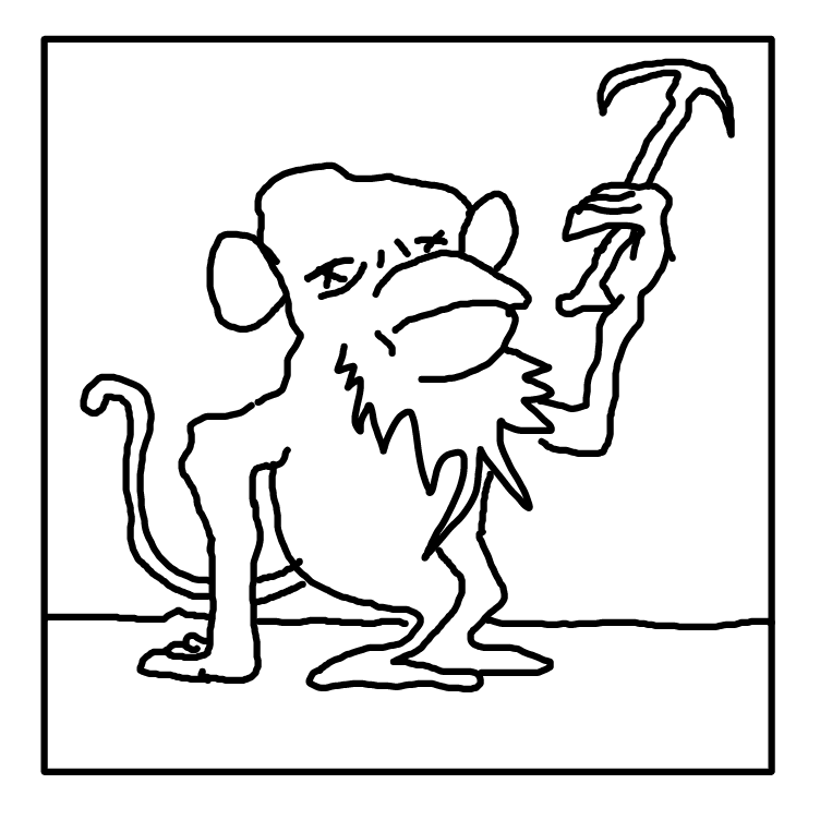 evolution has lead to first man figuring out holding objects. - Online Drawing Game Comic Strip Panel by theUFOlL