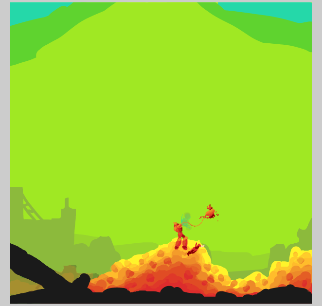 The Old Robot extends his arm to the Cyborg Dog, catching it in the air.
The Old Robot gonna attempt to blast the Cybord Dog to the ground, obliterating it. - Online Drawing Game Comic Strip Panel by Almond Milk