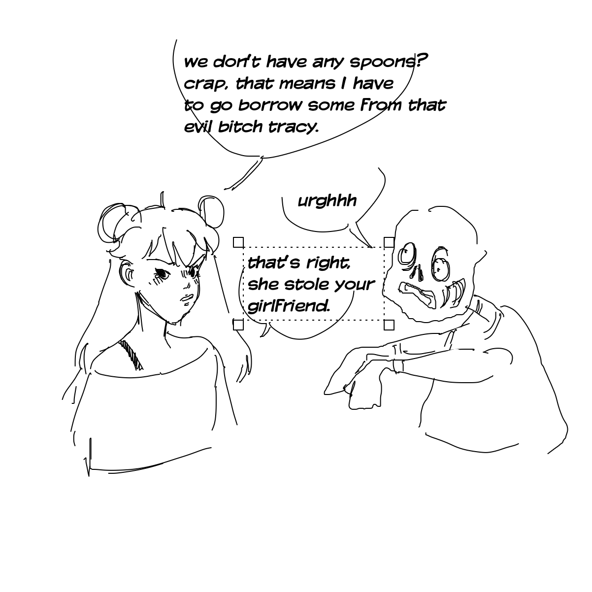 can tracy be like a cool robot or something - Online Drawing Game Comic Strip Panel by beau