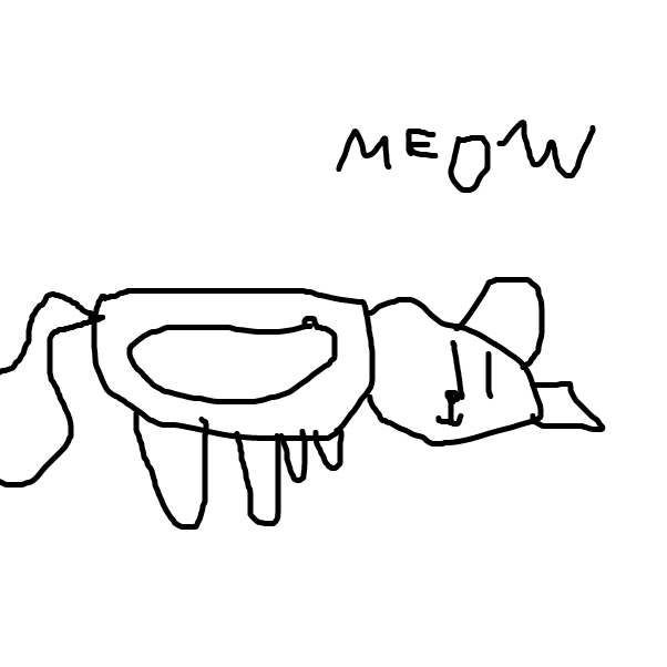Cat Says Meow Before Evolving into a Humanoid Cat - Online Drawing Game Comic Strip Panel by LeoKids