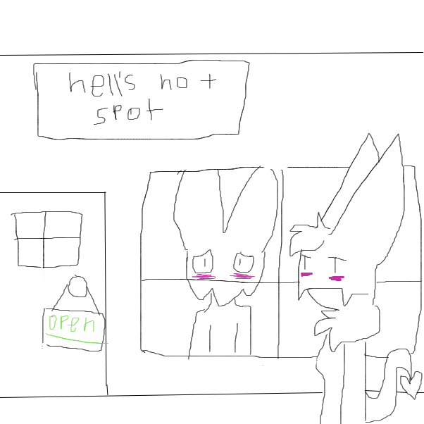 siyth likes this girl imp. but wile admiring her there is a customer waiting for their order  - Online Drawing Game Comic Strip Panel by popitycorn