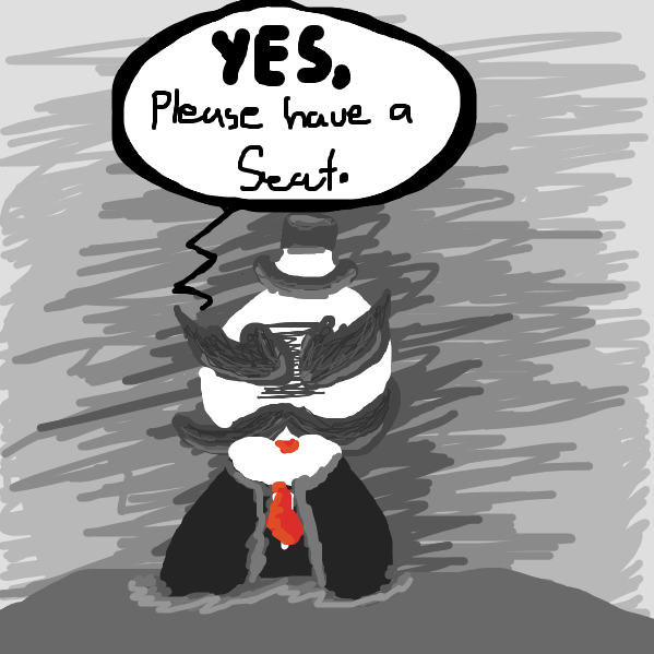 He seems intimidating. He must be angry about something. - Online Drawing Game Comic Strip Panel by RWeaper