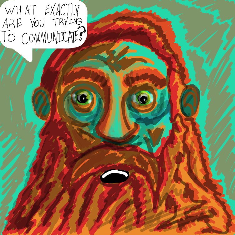 Mazuke is confounded. He does not understand the gibberish that just drifted out of Raju's Mouth. - Online Drawing Game Comic Strip Panel by Mr._Beasley