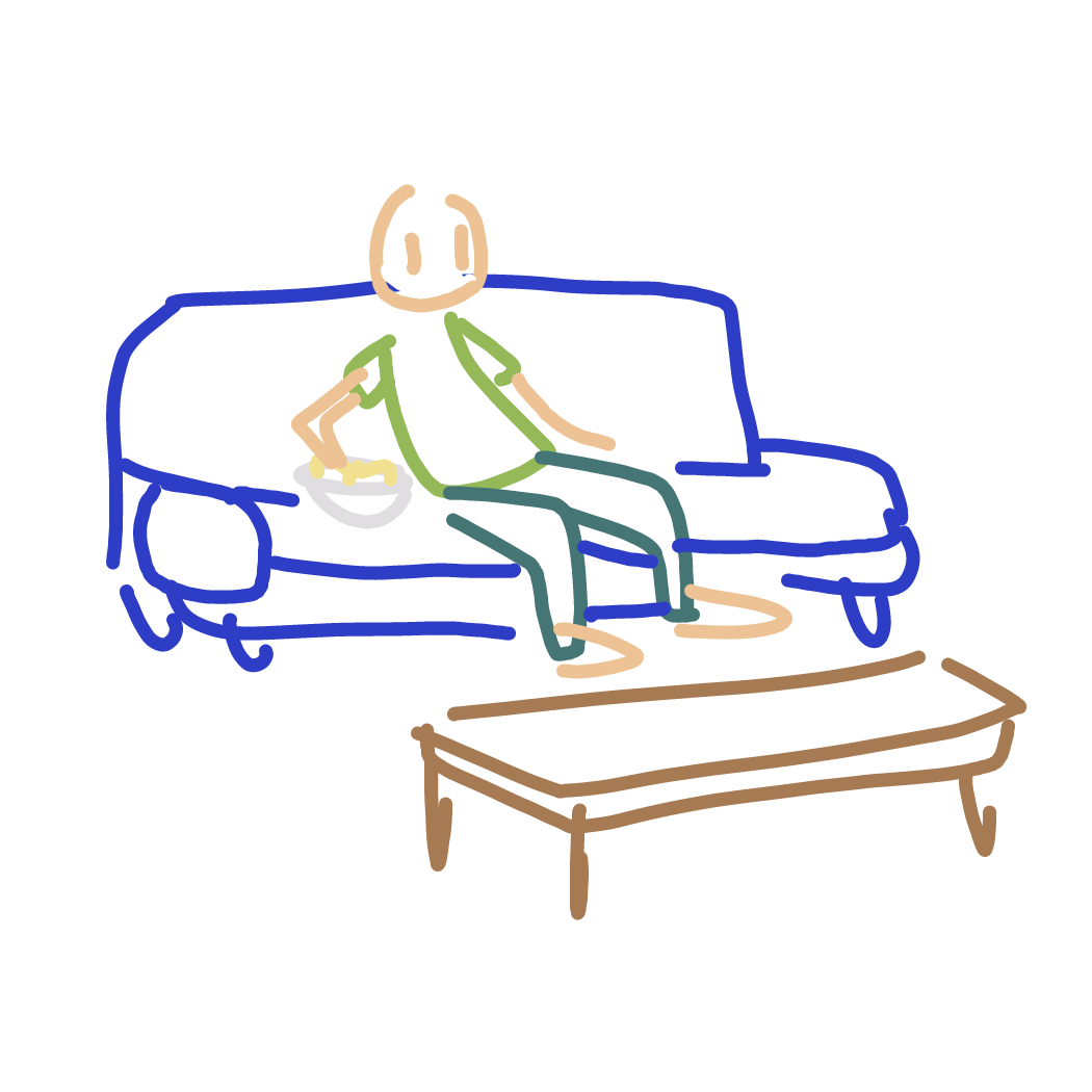 A dude is chilling and eating potato chips  - Online Drawing Game Comic Strip Panel by Phish