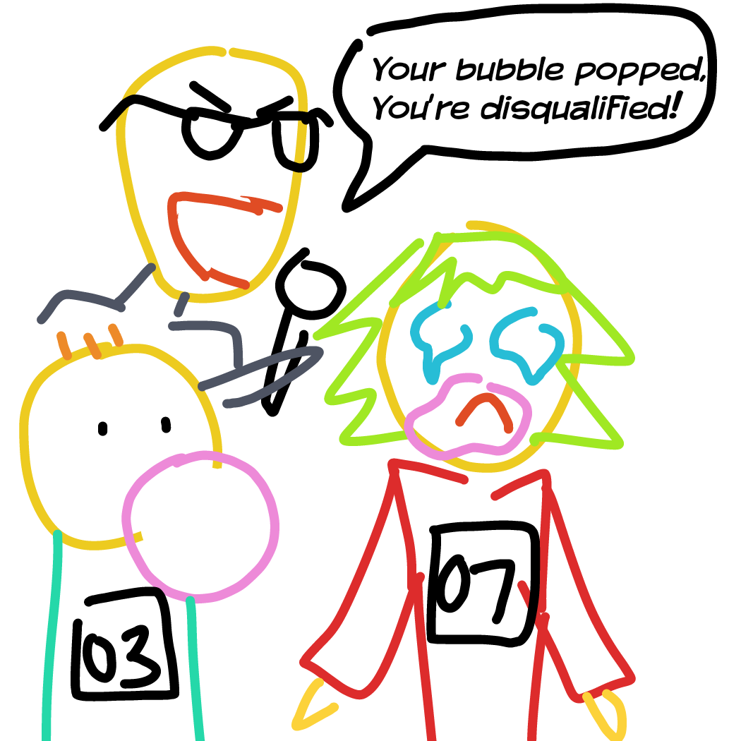 Your bubble popped, you're disqualified from the bubble gum blowing contest! - Online Drawing Game Comic Strip Panel by Phish