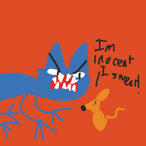 The mouse pleads to the cat to not be eaten - Online Drawing Game Comic Strip Panel by Drawception guy